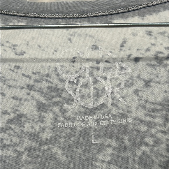 Chaser Blue Evil Eye Protection Pattern Gray Women's Tee burn out cotton large - Picture 2 of 6